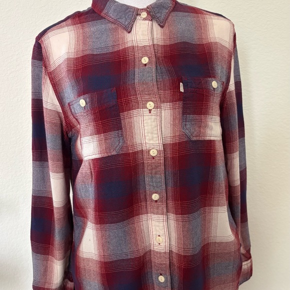 Levi's Tops - Levi's Red, Blue and White Plaid Button-Down Shirt